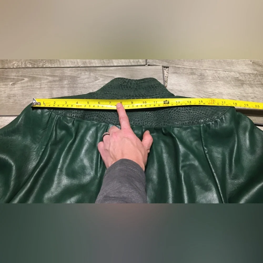 Vintage Fantasia Womens 80’s Bomber Coat Green Leather Oversized Jacket Sz Large